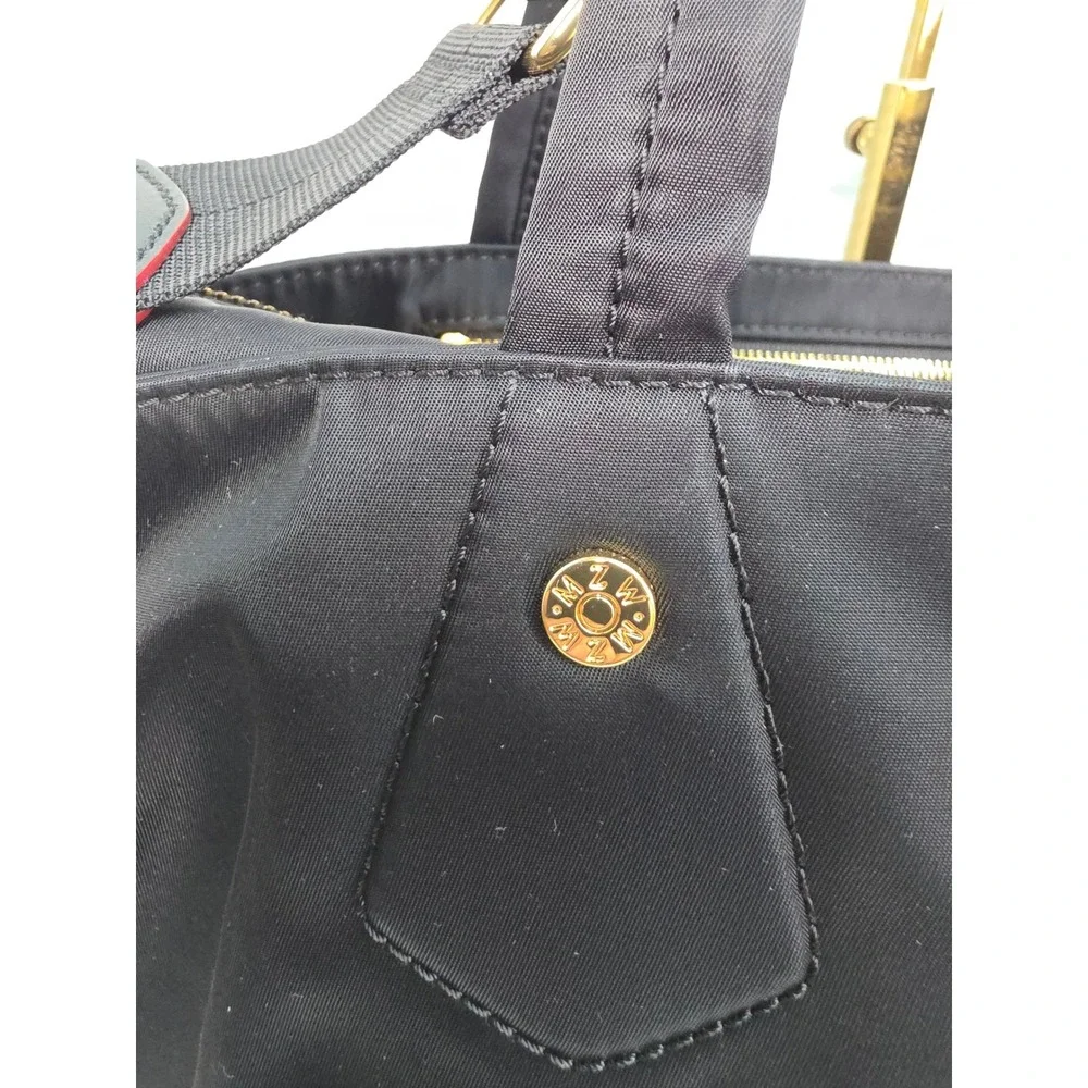 MZ Wallace Chelsea Tote Black Bedford Nylon Leather Trim‎ Shoulder Bag Gold HW